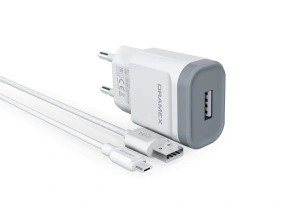 DRAMEX D21M 2.0A Micro USB Charge Adapter & Charge Data Cable