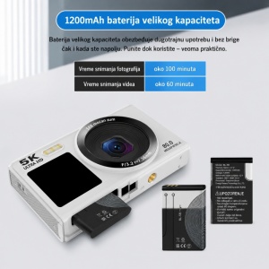 X-Cell Digitalna kamera 5K 80 MP, 18x Zoom, Wi-Fi crna - Img 3
