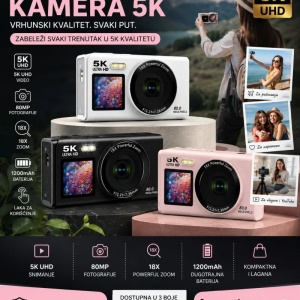 X-Cell Digitalna kamera 5K 80 MP, 18x Zoom, Wi-Fi bela - Img 4