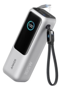 ANKER 25000mAh, 165W, sa ugrađenim USB-C kablom na izvlačenje, Power Bank za laptop srebrni - Img 2