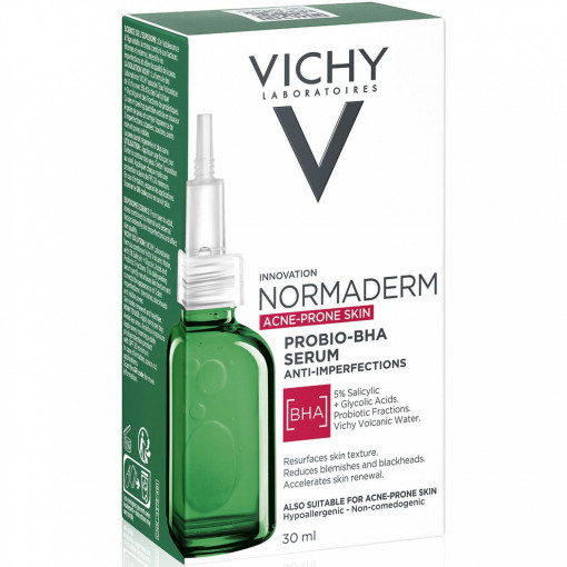 Ser pentru tenul gras cu tendinta acneica si imperfectiuni Vichy Normaderm Probio-BHA cu acid salicilic si acid glicolic ,30 ml