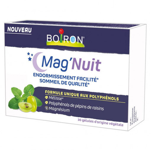 Supliment homeopatic Boiron Mag'Nuit, pentru un somn linistit, cu polifenoli si magneziu, 30 capsule
