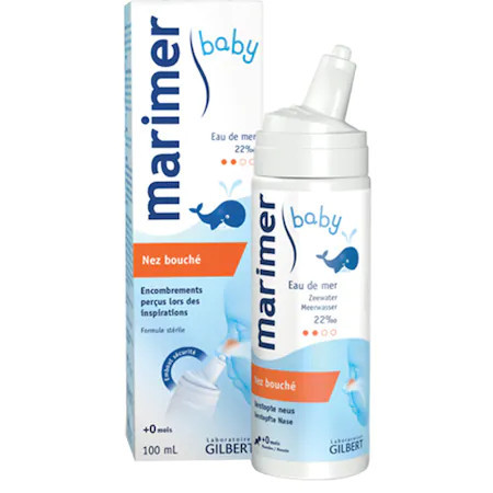 Spray nazal hipertonic pentru nas infundat, raceala si rinofaringita Marimer Baby, 100ml