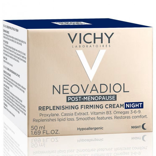 Crema de noapte cu acid hialuronic Vichy Neovadiol Post-Menopause cu efect de refacere a lipidelor si fermitate,50ml