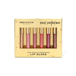 Profusion Cosmetics Pout Perfection set 6 x gloss pentru buze cu stralucire intensa si efect hranitor, 6 nuante, 15 ml