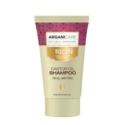 Sampon pentru stimularea cresterii parului cu ulei de ricin pentru toate tipurile de par, travel size, Arganicare, 50 ml