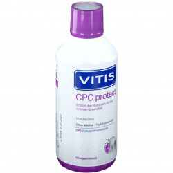 Apa de gura Vitis CPC Protect cu efect antimicrobian si tratament inflamatii bucale, fara alcool, 500ml