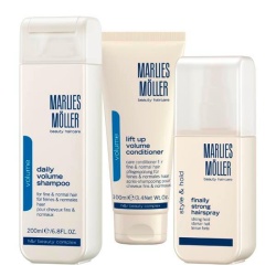 Xmas Set Set Marlies Moller: Lift-Up, Hair Conditioner, For Volume, 100 ml + Finally Strong, Hair Spray, For Styling, Strong Hold, 125 ml + Daily Volume, Hair Shampoo, 200 ml