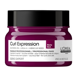L'Oreal Professionnel, Serie Expert Curl Expression Rich, Glicerină 3% + Uree H + Semințe de hibiscus, Mască cremă pentru tratamentul părului, Hidratare intensă, 250 ml