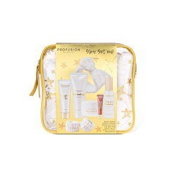 Profusion Cosmetics Glow Get 'em! boseta set gel de dus, unt de corp cu sclipici, spray de corp cu sclipici, crema pentru maini, bentita pentru par, 2 x bratari absorbante pentru incheieturi