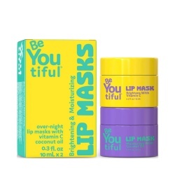 Set 2 masti de noapte pentru buze, iluminatoare & hidratanta, cu vitamina C si ulei de cocos pentru adolescenti si tineri, BeYoutiful, 10 ml x 2