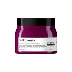 L'Oreal Professionnel, Serie Expert Curl Expression, Glicerina 2,5% + Uree H + Semințe de hibiscus, Mască cremă pentru tratamentul părului, Hidratare intensă, 500 ml