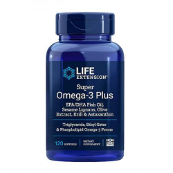 Supliment alimentar Life Extension Super Omega-3 Plus EPA-750mg, DHA-510mg Krill si Astaxanthin 120 capsule
