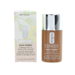 Clinique, Even Better, Fără parabeni, Hidratant, Fond de ten lichid, CN 113, Sepia, SPF 15, 30 ml