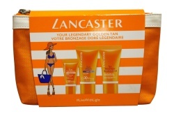 Gift Set Lancaster: Sun Beauty, Sun Protection, Body Milk, SPF 30, For Face & Body, Before Sun Exposure, 15 ml *Sample + Sun Sensitive, Sun Protection, Sunscreen Cream, For Face & Body, SPF 50+, 3 ml *Sample + Lancaster, Trousse de toilette, GWP Textile…