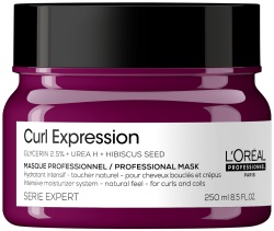 L'Oreal Professionnel, Serie Expert Curl Expression, Glicerina 2,5% + Uree H + Semințe de hibiscus, Mască cremă pentru tratamentul părului, Hidratare intensă, 250 ml