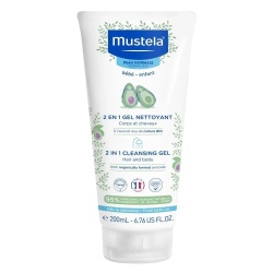 Mustela, 2 In 1, Avocado, Curățare blândă, Gel de curățare, Pentru față și păr, 200 ml
