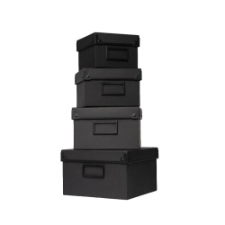 Gift Boxes Set Depot: DEPOT, GWP Cardboard Box, Black, 13 x 13 x 9 cm + DEPOT, GWP Cardboard Box, Black, 15.5 x 15.5 x 10 cm + DEPOT, GWP Cardboard Box, Black, 17.5 x 17.5 x 11 cm + DEPOT, GWP Cardboard Box, Black, 19.5 x 19.5 x 12 cm
