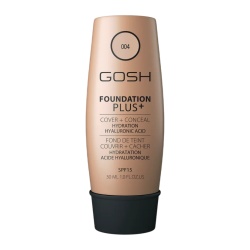 Gosh, Foundation Plus+, Fond de ten lichid și corector 2-în-1, 004, Natural, SPF 15, 30 ml