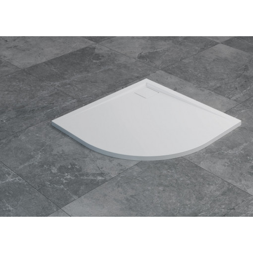 Cadita de dus semirotunda SanSwiss Livada W20R din marmura sintetica, 900 mm