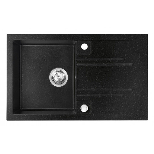 Chiuveta cu o cuva si picurator Mezzo Ferro 78x48 cm, grafit lucios
