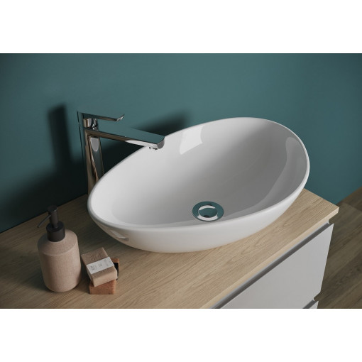 Lavoar asimetric cu montaj pe blat Moduo Cersanit, 55 cm