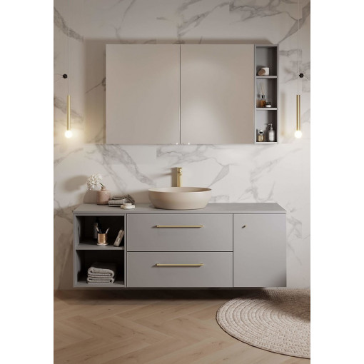 Lavoar pentru blat Cersanit Larga oval, 50x38 cm, bej mat