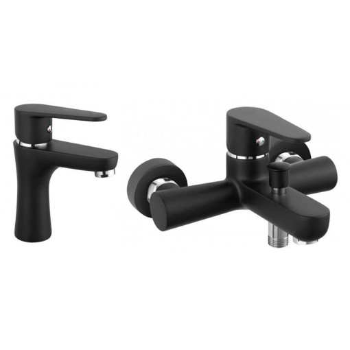 Pachet 2in1 baterie perete cada/dus si baterie lavoar Algeo Black Ferro, negru mat