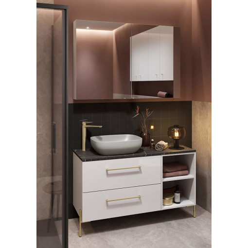 Blat pentru mobilier Larga Cersanit, 100 cm, negru cu design marmura