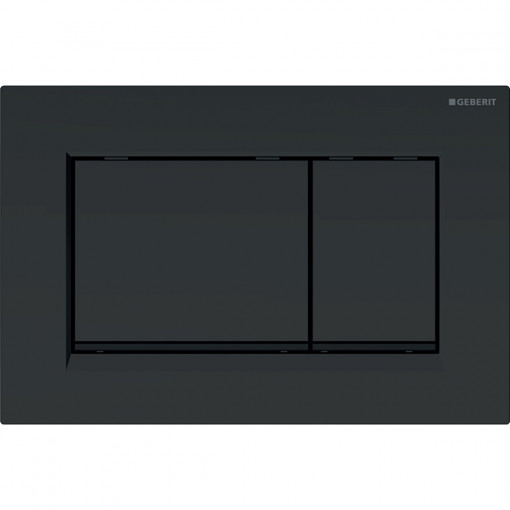 Clapeta cu dubla actionare Geberit Sigma 30, negru mat lacuit easy to clean cu benzi de design negre