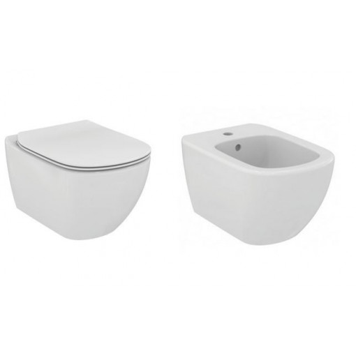 Pachet vas wc Aquablade cu capac softclose si bideu suspendat Ideal Standard Tesi