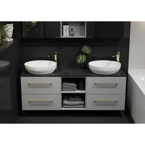Blat pentru mobilier Larga Cersanit, 160 cm, negru cu design marmura