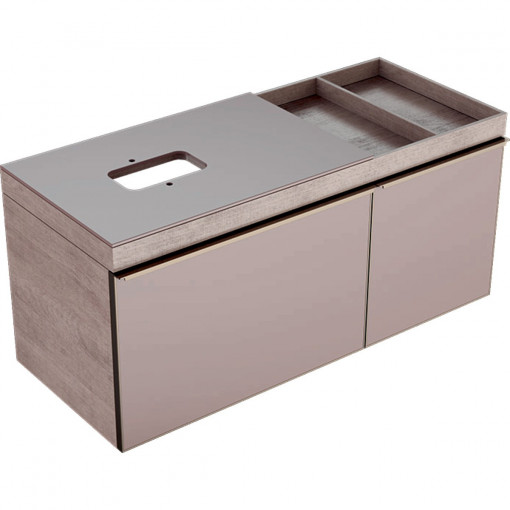 Mobilier Geberit Citterio pentru lavoar pe blat in partea stanga, cu doua sertare, taupe- stejar bej