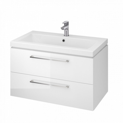 Set mobilier suspendat cu lavoar Cersanit Lara Como 80cm, alb - Dezasamblat