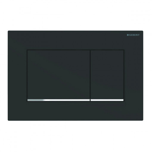 Clapeta cu dubla actionare Geberit Sigma30, negru mat lacuit easy to clean cu benzi de design crom lucios