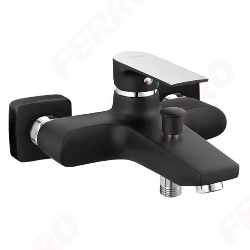 BAQ1BLC Baterie perete cada dus Ferro Square Black/Chrome