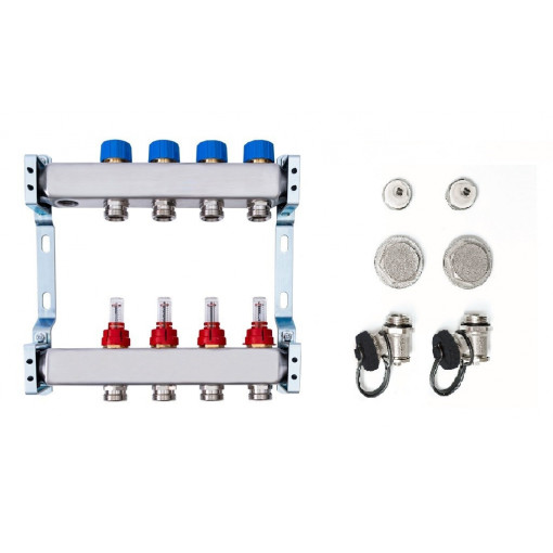 Distribuitor pardoseala inox cu debitmetre 7 cai Heko