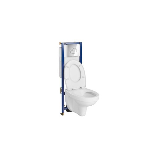 Set B679 Cersanit rezervor incastrat TechLine Base mecanic cu vas wc Cersania SimplOn, capac cu inchidere lenta si clapeta crom lucios