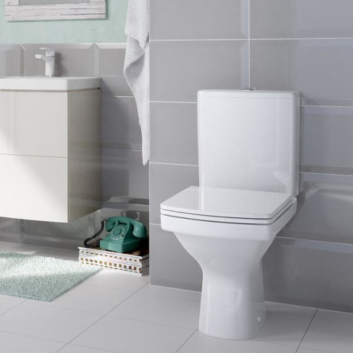 Set wc stativ compact Cersanit Easy CleanOn cu rezervor si capac cu Soft-close si demontare rapida
