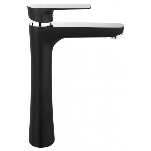 Baterie inalta pentru lavoar pe blat Ferro Algeo Square Black/Chrome, negru crom