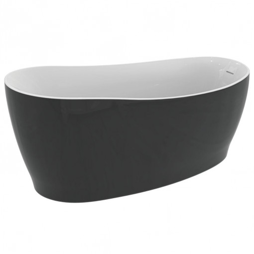 Cada freestanding de mijloc Ideal Standard Around asimetrica, 180x85 cm, negru lucios