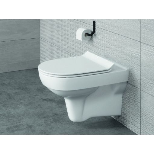 Set format din vas wc suspendat Cersanit City CleanOn si capac slim Soft-close cu demontare rapida