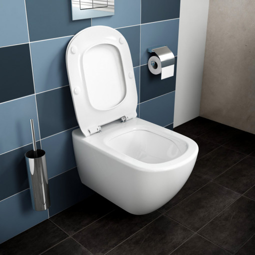 Set vas wc suspendat Tesi AquaBlade Ideal Standard + capac cu inchidere lenta