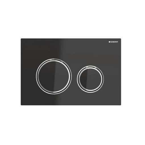 Clapeta cu dubla actionare Geberit Sigma 21, neagra cu inele de design cromat