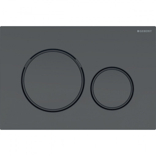 Clapeta de actionare Geberit Sigma20, negru mat lacuita cu inele de design negre