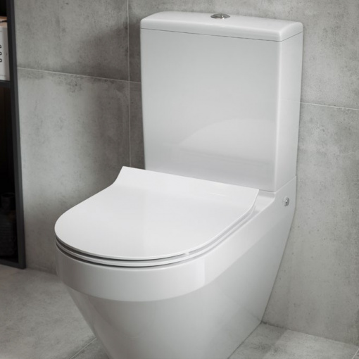Set vas wc stativ Cersanit Crea Oval CleanOn cu capac soft close, fara rezervor