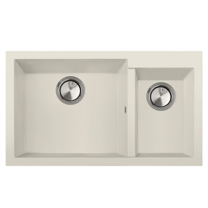 Chiuveta bucatarie granit dubla cu 2 cuve CookingAid Cube ON8620 Alba Galbui / Jasmine + accesorii montaj - Img 14