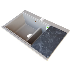 Chiuveta bucatarie granit dubla cu 2 cuve CookingAid Kinga LX8620 Maro Trufa / Truffle + accesorii montaj - Img 20