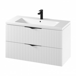 Set C144 mobilier suspendat cu lavoar Cersanit Tirso, 100 cm, alb DSM - Img 1