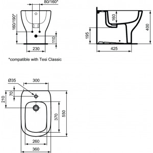 Vas wc stativ Aquablade cu capac soft close si bideu Tesi Ideal Standard, negru mat - Img 3